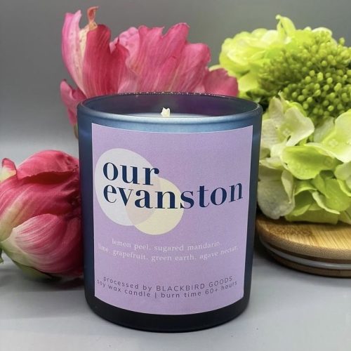 our evanston merch candle 1